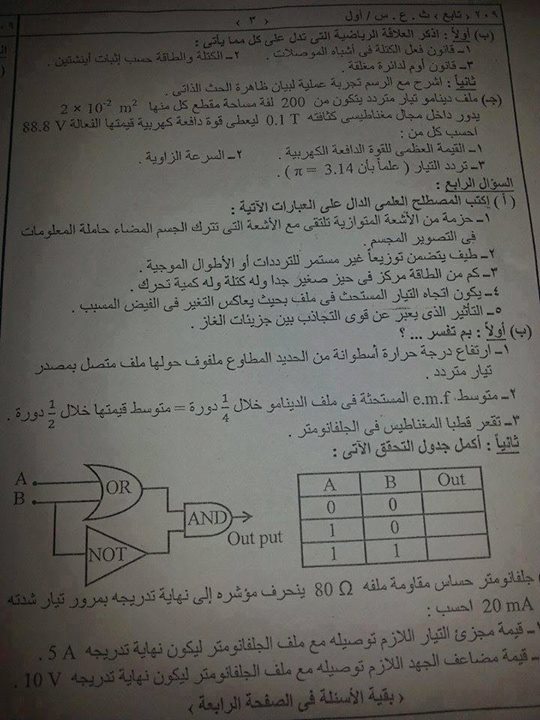شاهد امتحان السودان 2014 فى الفيزياء للصف الثالث الثانوى  Attachment