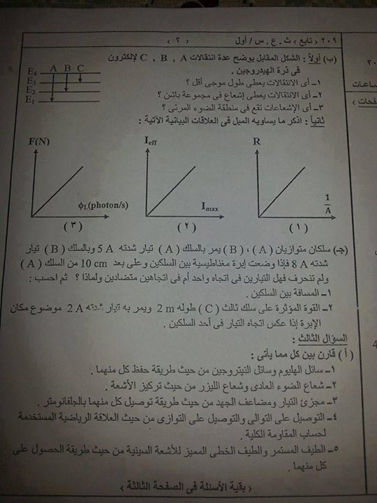 شاهد امتحان السودان 2014 فى الفيزياء للصف الثالث الثانوى  Attachment